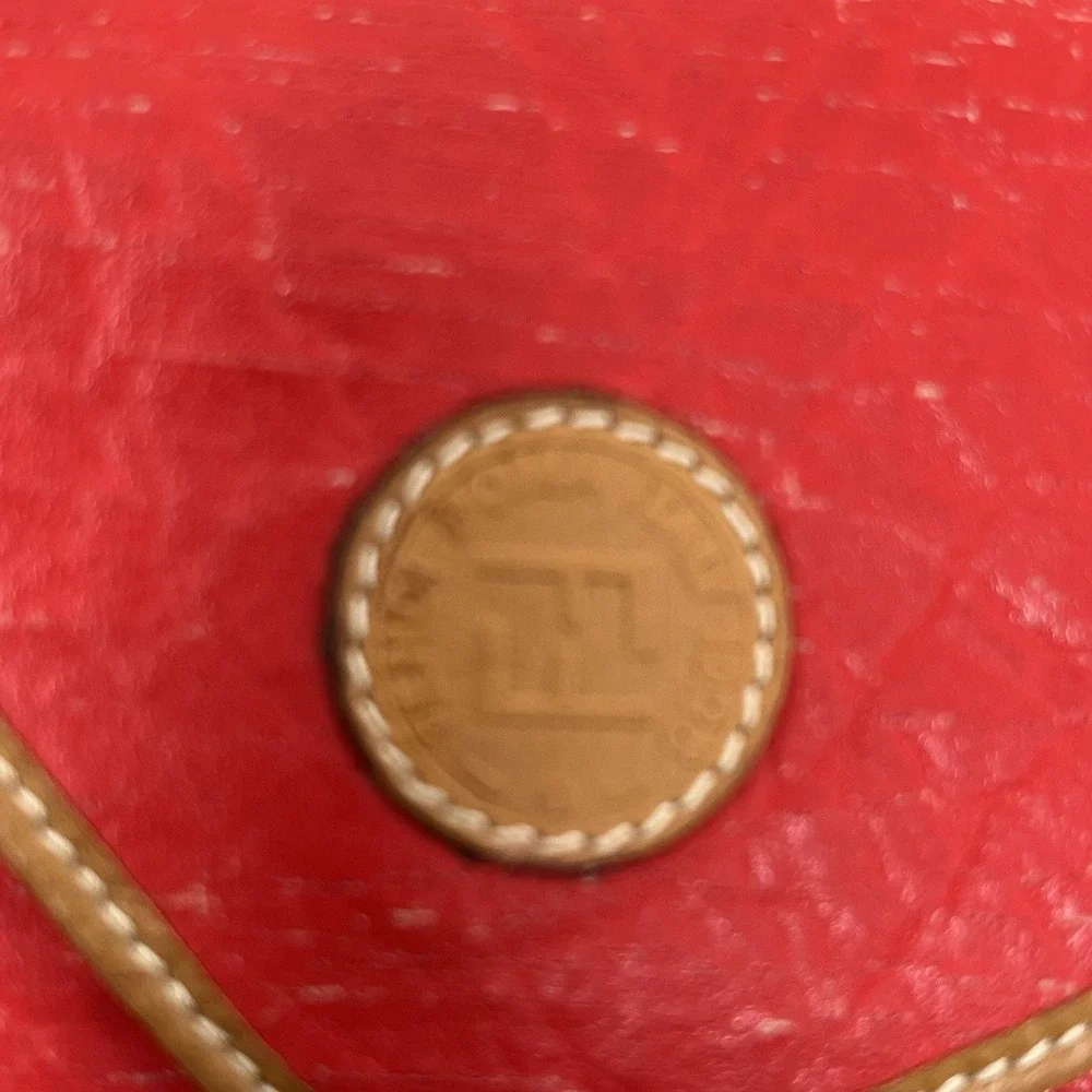 Fendi Red Brown Leather Envelope 6 Key Chain for Women, Logo Accent, 4x2.5in